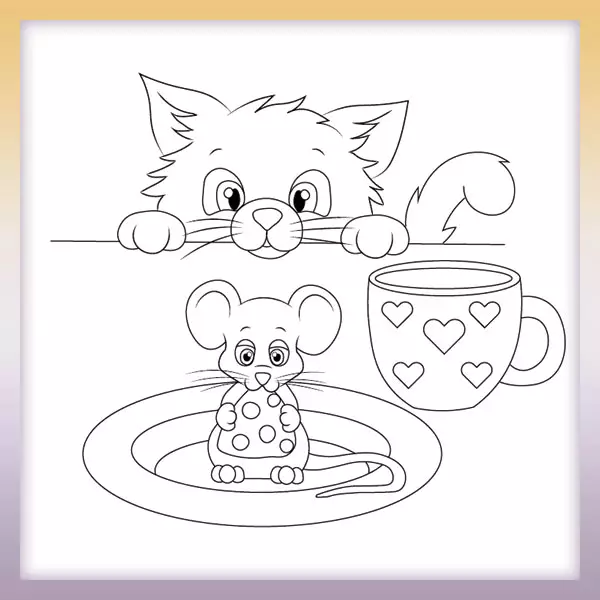 Gato y ratón - Dibujos para colorear