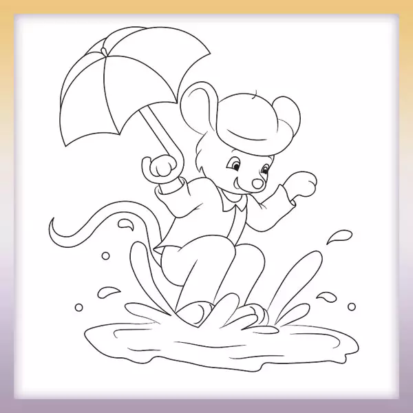 Ratón con paraguas - Dibujos para colorear