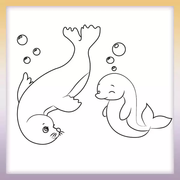 Sello y delfín - Dibujos para colorear