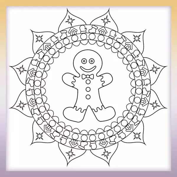 Mandala con hombre de jengibre - Dibujos para colorear