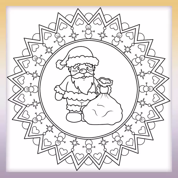 Mandala con Santa Claus - Dibujos para colorear