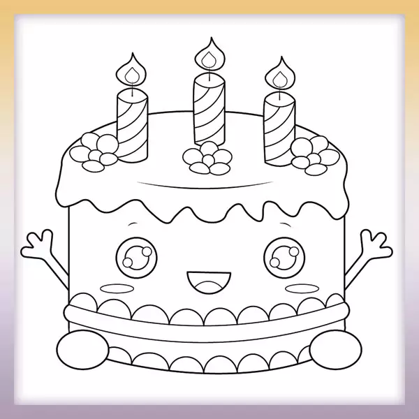 Pastel de cumpleaños pequeño - Dibujos para colorear
