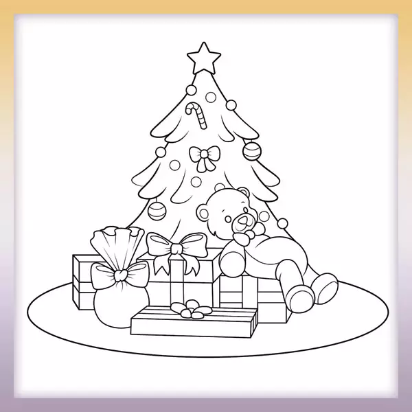 Árbol de navidad y regalos - Dibujos para colorear