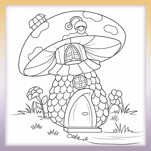 Casa de hongos - Dibujos para colorear