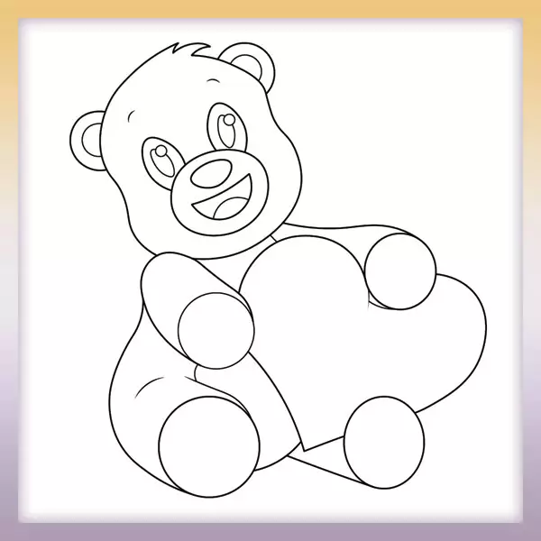 Teddy con corazón - Dibujos para colorear