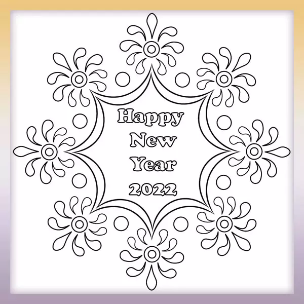 Mandala - feliz año nuevo 2022 - Dibujos para colorear