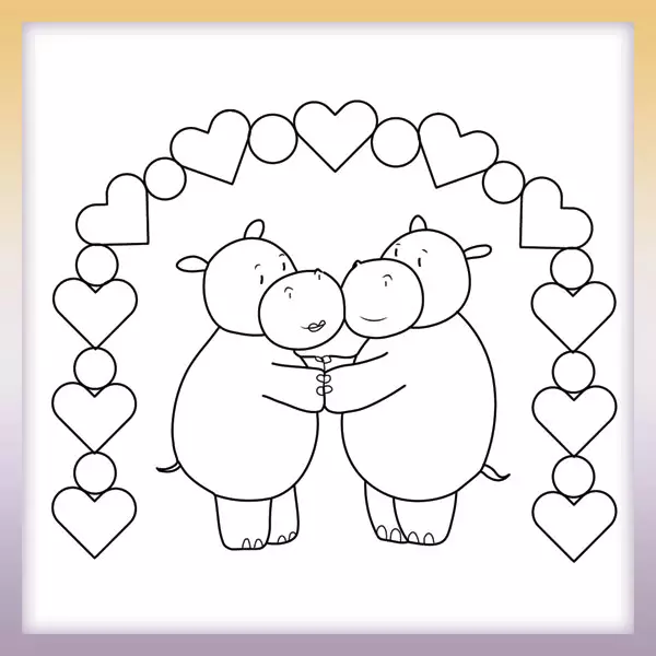 Hipopótamos enamorados - Dibujos para colorear