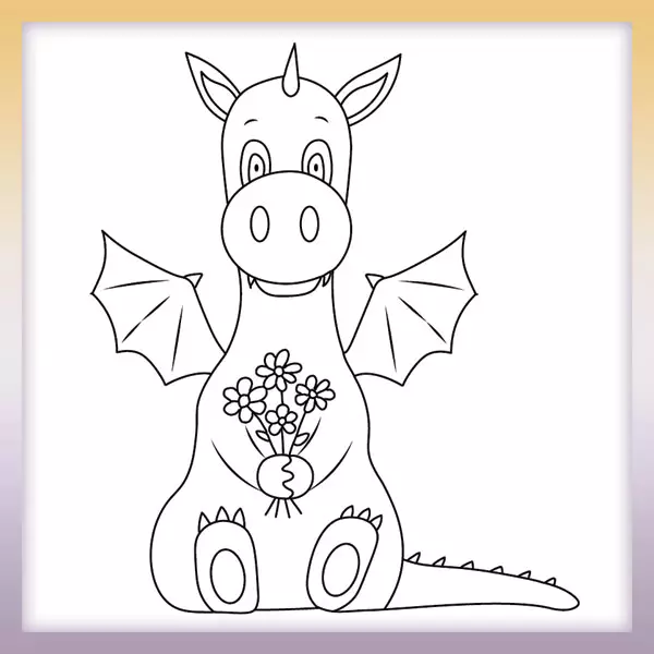 Dragón con flores - Dibujos para colorear