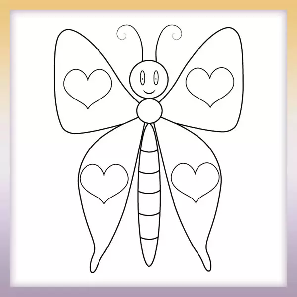 Mariposa con alas de corazón - Dibujos para colorear