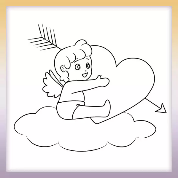 Cupido en una nube - Dibujos para colorear