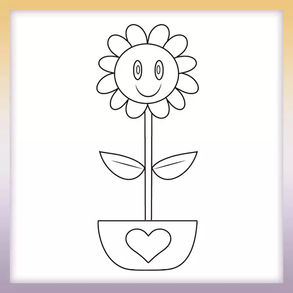 Flor en una maceta de corazón - Dibujos para colorear