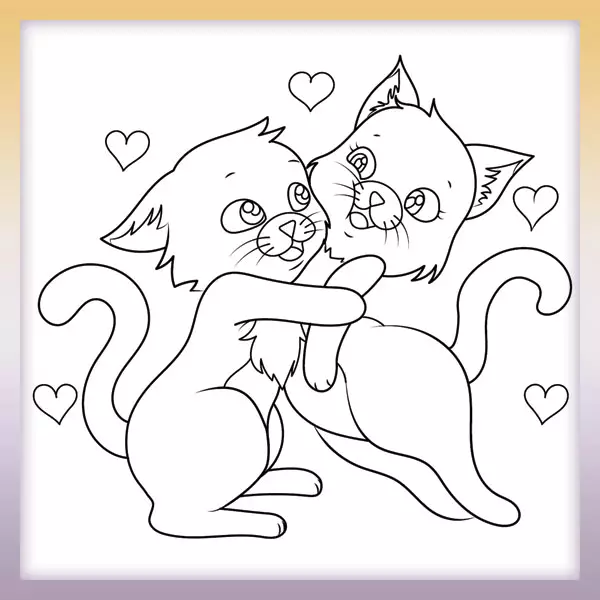 Los gatos están abrazando - Dibujos para colorear