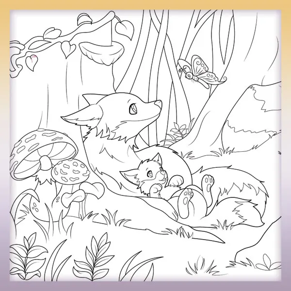 Zorros en el bosque | Dibujos para colorear