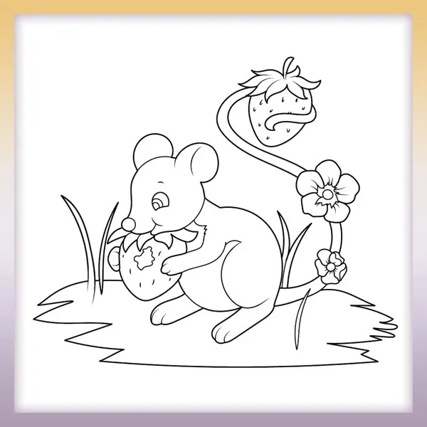 Ratón comiendo fresas | Dibujos para colorear