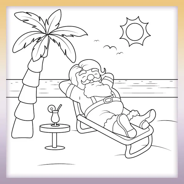 Papá Noel de vacaciones | Dibujos para colorear