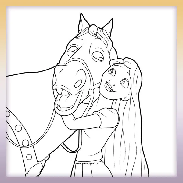 Rapunzel y Caballo - Enredados | Dibujos para colorear