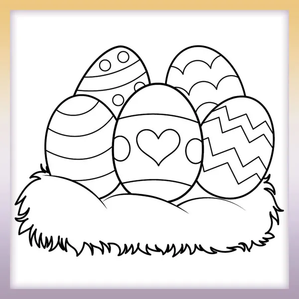 Huevos de pascua en un nido | Dibujos para colorear