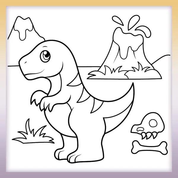 Dinosaurio y volcán | Dibujos para colorear