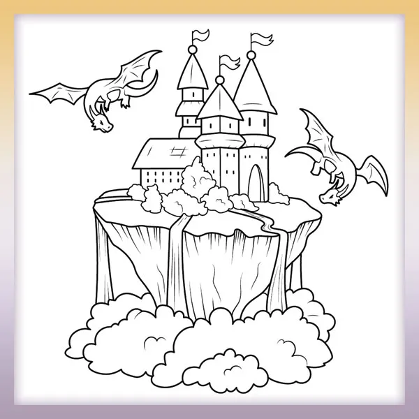 Castillo y dragones | Dibujos para colorear
