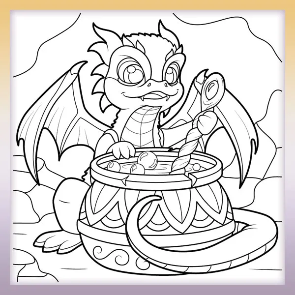 Un dragón elaborando un elixir | Dibujos para colorear