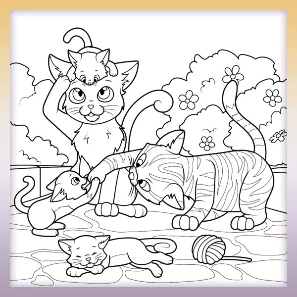 Familia de gatos | Dibujos para colorear