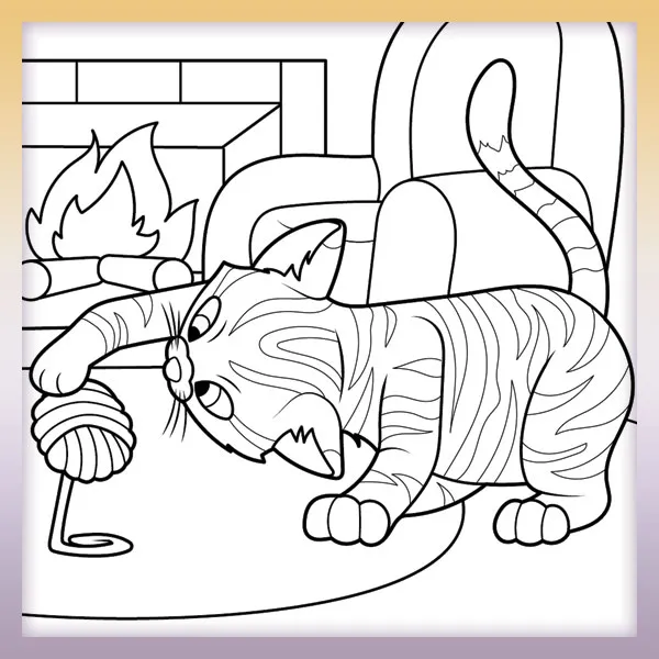 Gato jugando con lana | Dibujos para colorear
