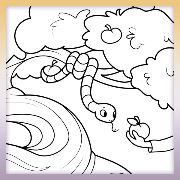 Una serpiente ofreciendo una manzana | Dibujos para colorear