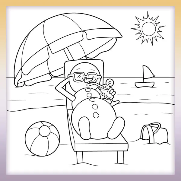 Muñeco de nieve en la playa | Dibujos para colorear