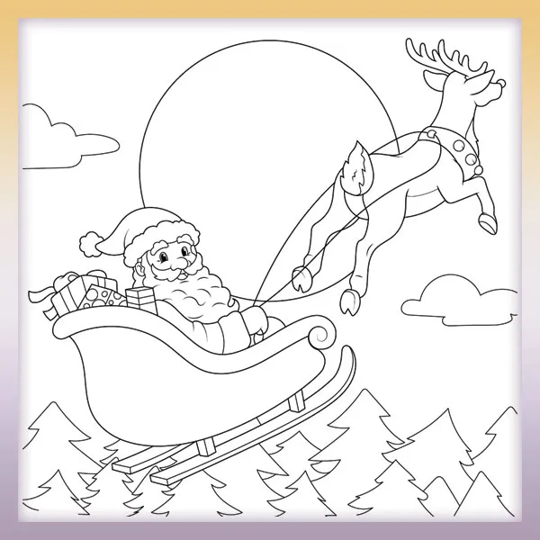 Papá Noel con un reno | Dibujos para colorear