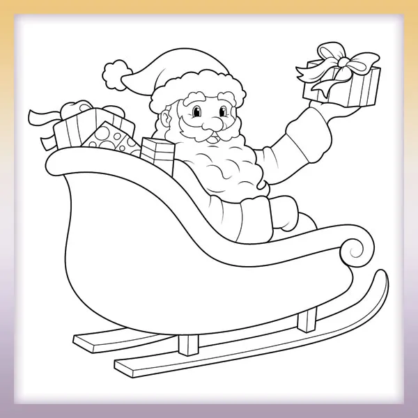 Papá Noel en un trineo | Dibujos para colorear