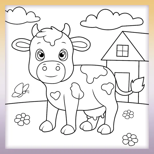 Una vaca en el prado | Dibujos para colorear