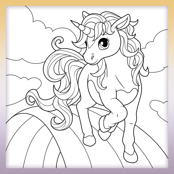 Unicornio en un arcoíris | Dibujos para colorear