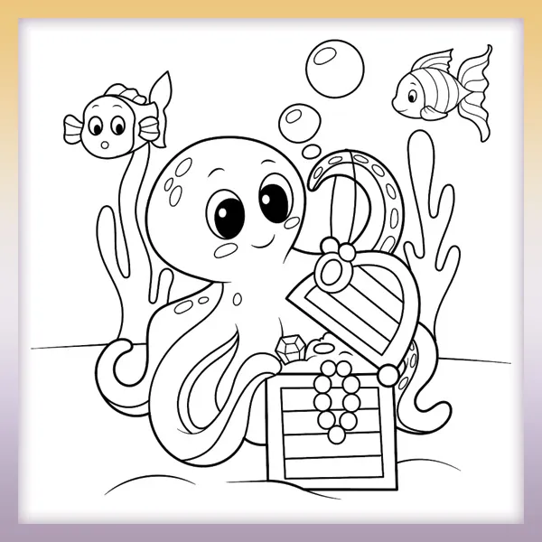 Pulpo con tesoro | Dibujos para colorear