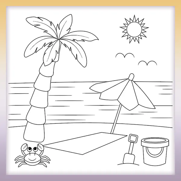 Playa con pantalla solar | Dibujos para colorear