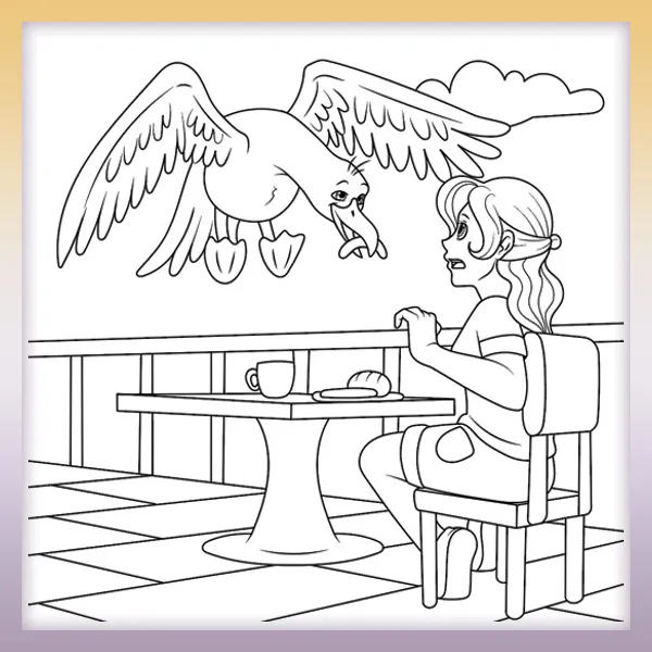 Gaviota roba comida | Dibujos para colorear