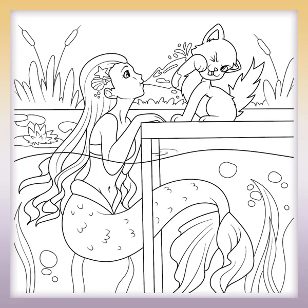 Sirena moja al gato | Dibujos para colorear