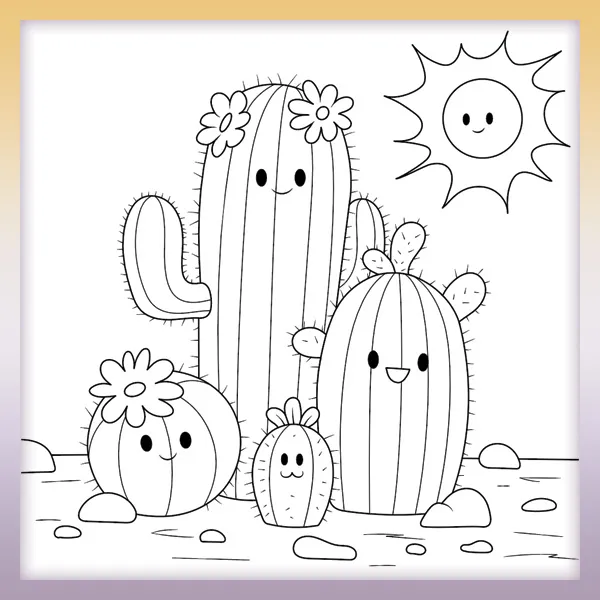 Familia de los cactus | Dibujos para colorear