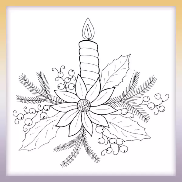 Vela de Adviento con flor - Dibujos para colorear