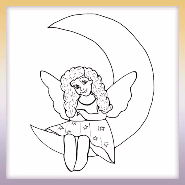 Ángel en la luna - Dibujos para colorear