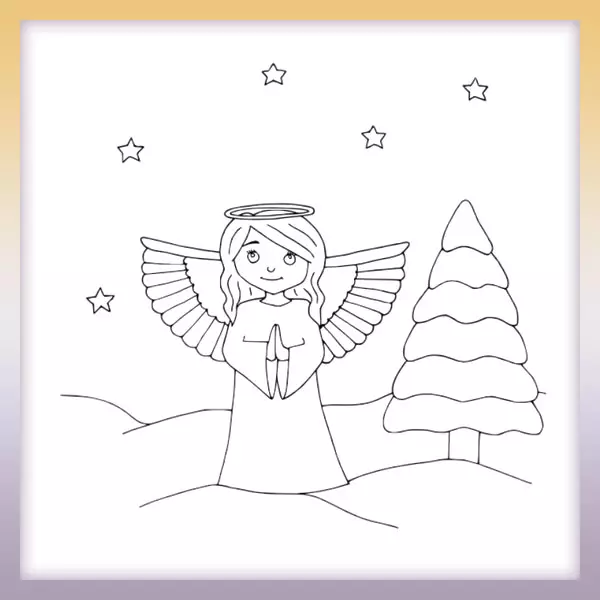 Ángel por el árbol - Dibujos para colorear