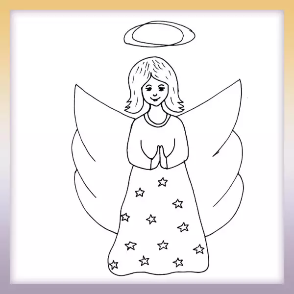 Ángel con estrellas - Dibujos para colorear