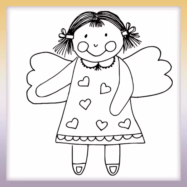 Ángel con corazones - Dibujos para colorear