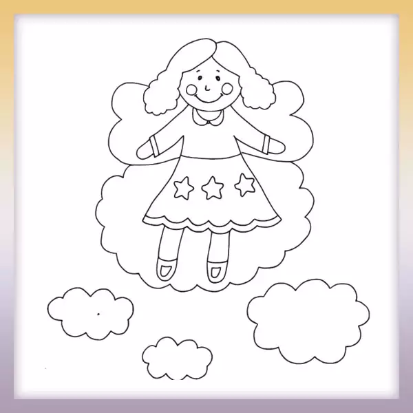 Ángel en las nubes - Dibujos para colorear