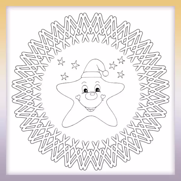 Mandala - estrella con sombrero - Dibujos para colorear