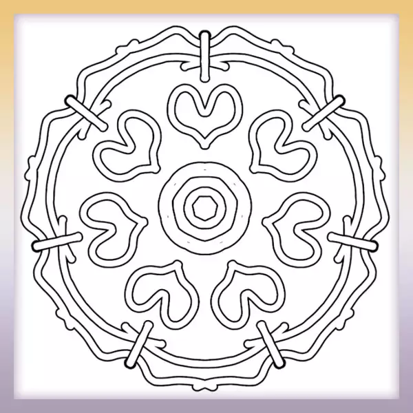 Mandala - corazones - Dibujos para colorear