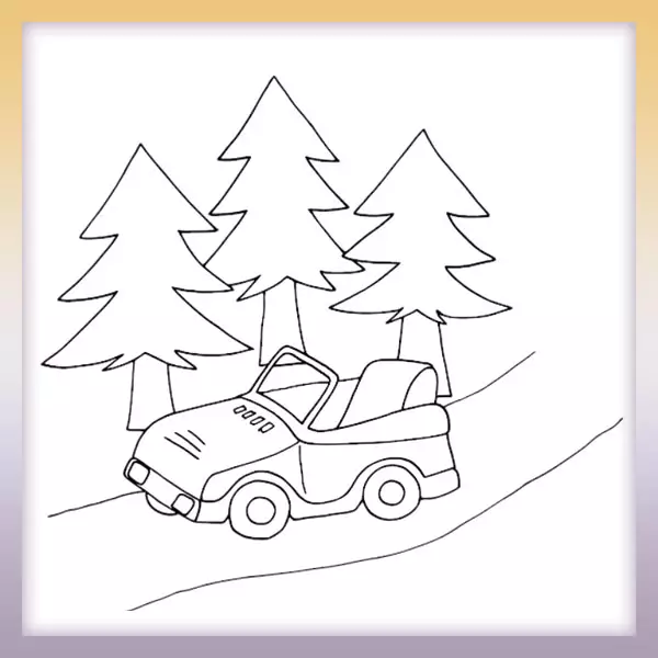 Coche en el bosque - Dibujos para colorear