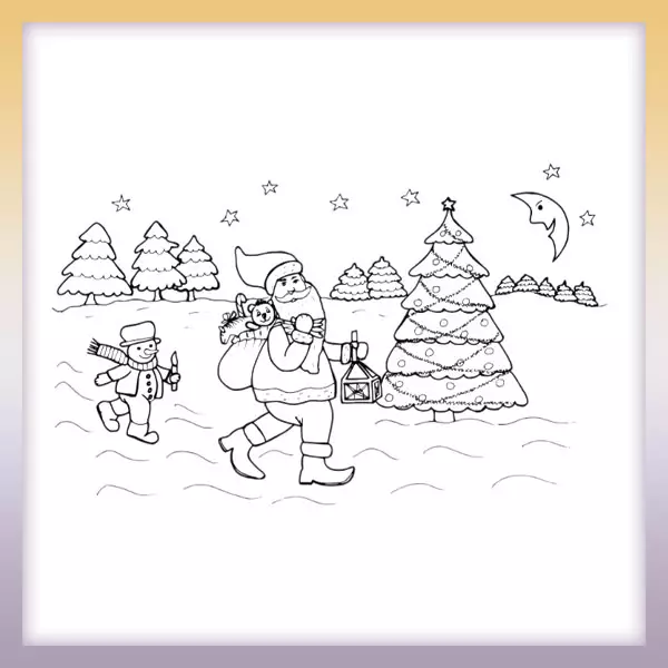 Abuelo Frost y muñeco de nieve - Dibujos para colorear