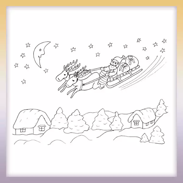 Papá Noel en un trineo - Dibujos para colorear
