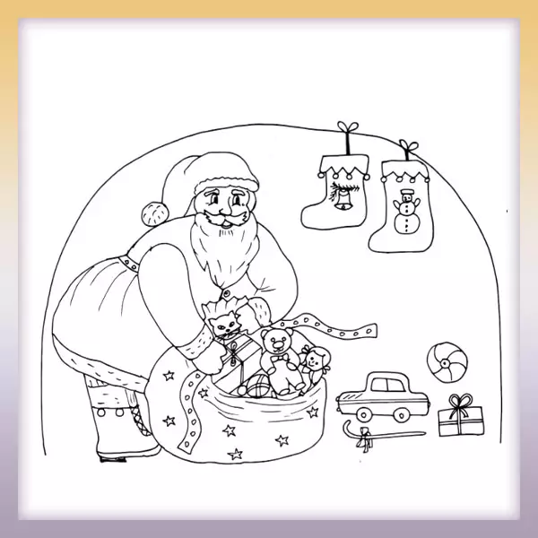 Santa Claus regala regalos - Dibujos para colorear