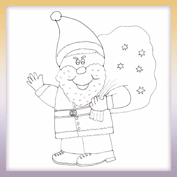 Papá Noel con una bolsa de regalos - Dibujos para colorear